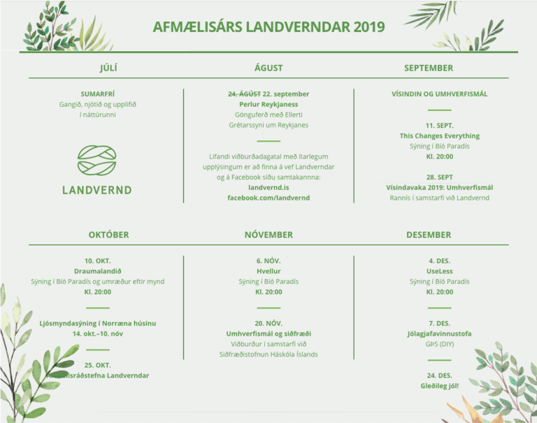 Afmælisviðburðir Landverndar 2019, landvernd.is